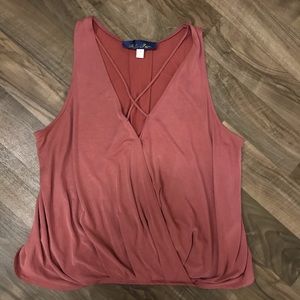 Crisscross V neck tank top